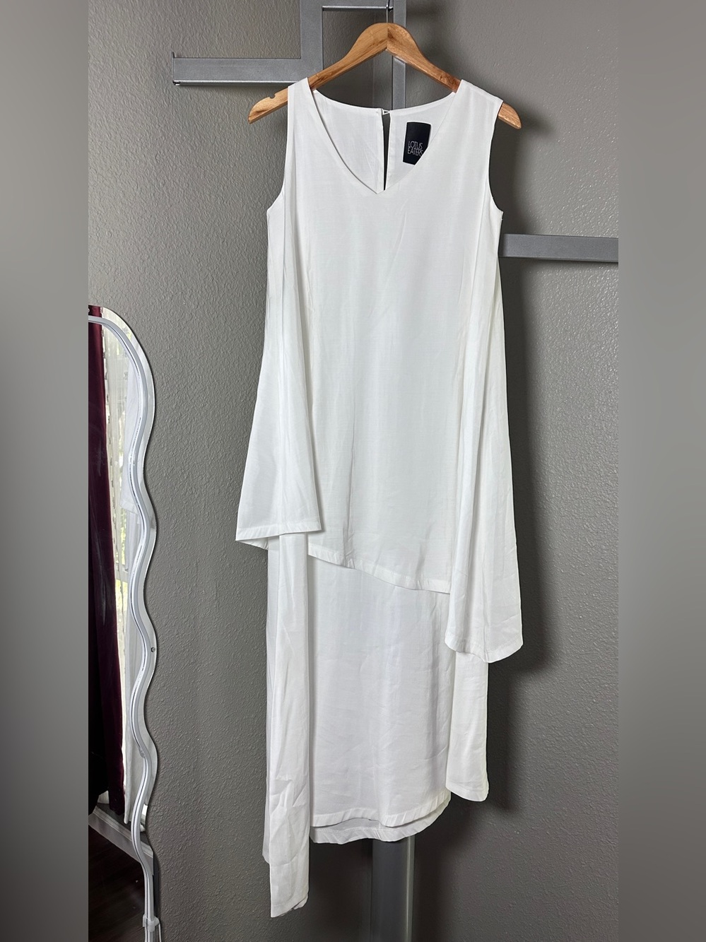 Asymmetrical White V-Neck Layered Dress